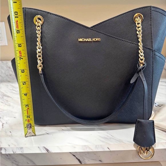 Michael Kors Black and Gold Tote with Chain Accents - Picture 11 of 11